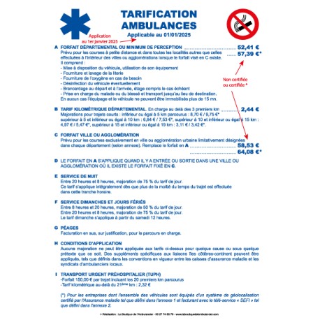 Tarif ambulance repositionnable